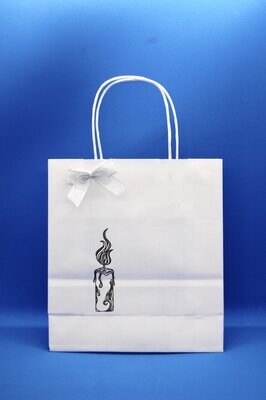 Printed candle twist handle paper bag - White