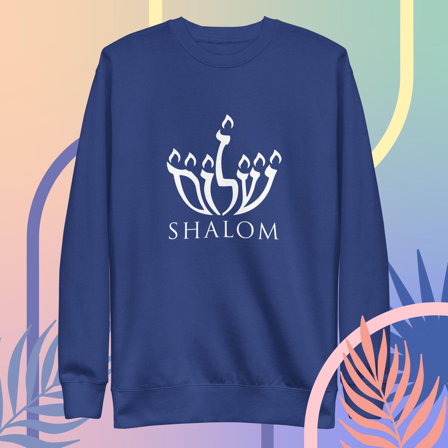 Shalom Lampstand Hebrew Letter Premium Sweatshirt