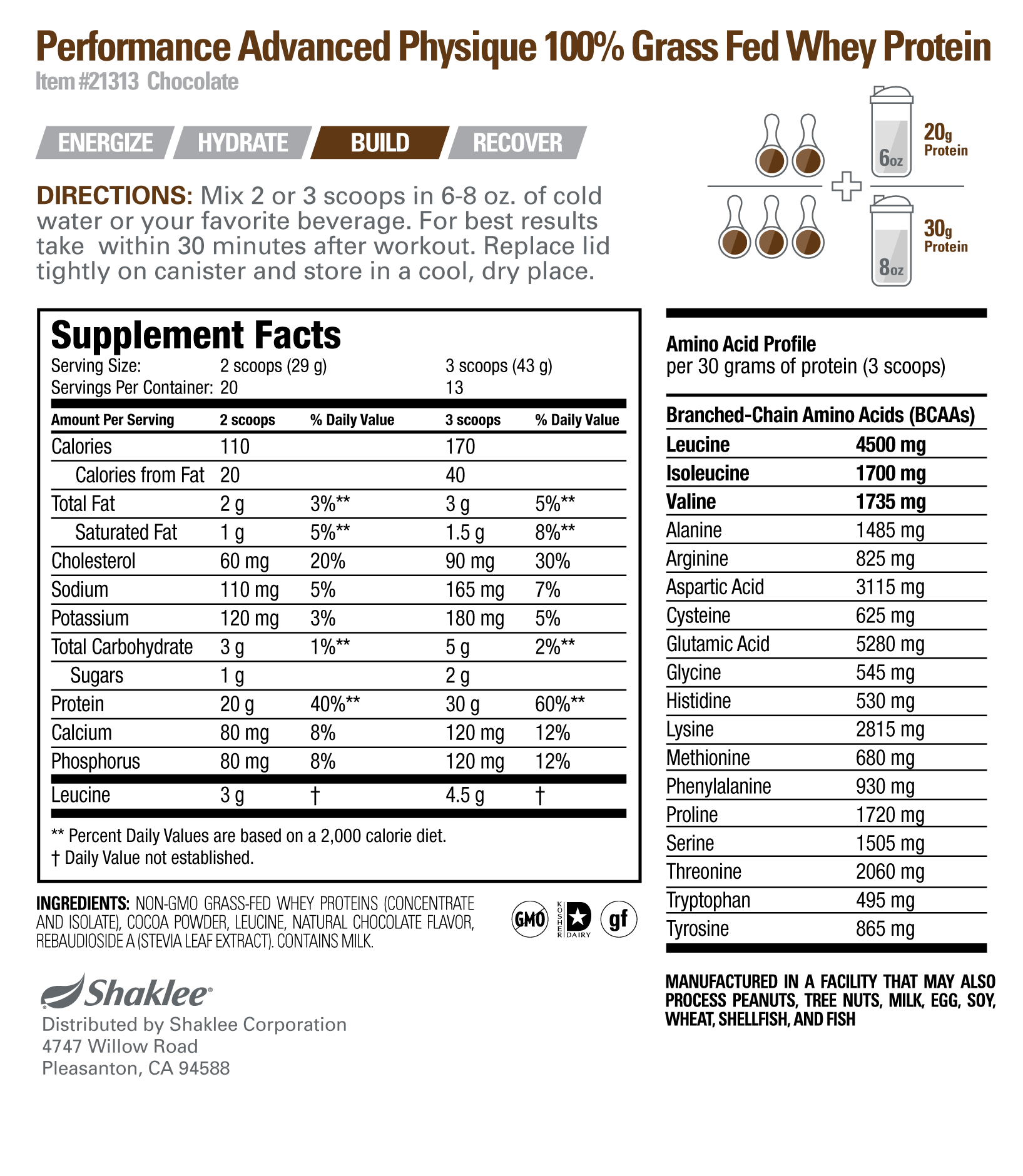 Performance Advanced Physique 100% Grass Fed Whey Protein CHOCOLATE