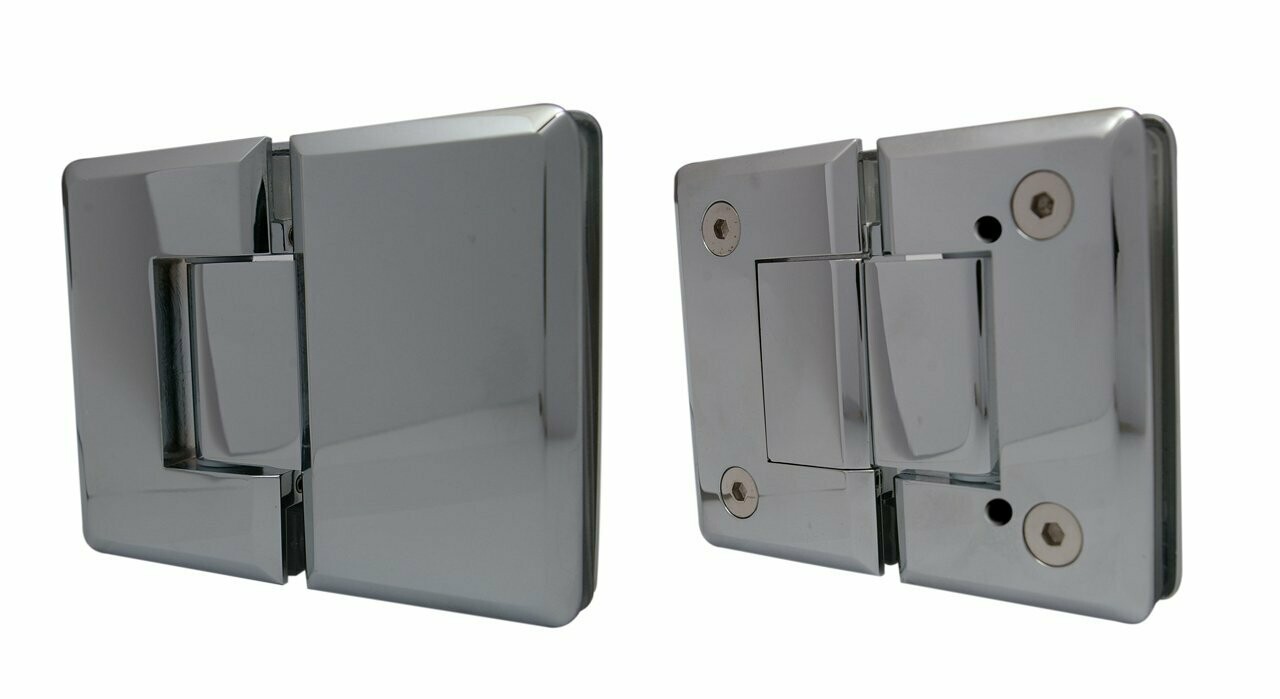 Glass to Glass 180 degree Hinge, Chrome, Adjustable