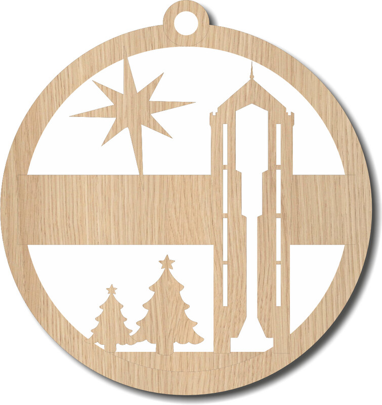 Enkelzijdig Houten Naam Kerstbal met Watertoren