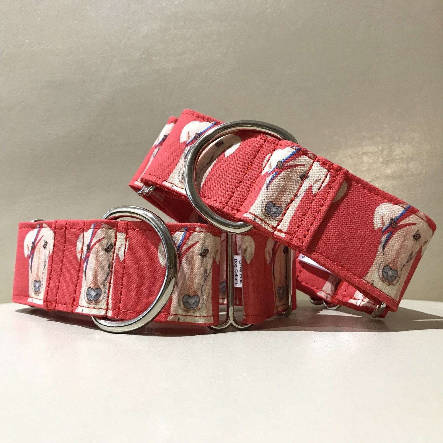 LPDC - Martingale Collars - Ziggy Stardog on Red Fabric - Designed by Me!!