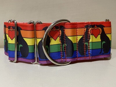 LPDC - Martingale  Collars - 'One Love' on Grosgrain Ribbon -designed by Jane Wren Art (that's me!!)