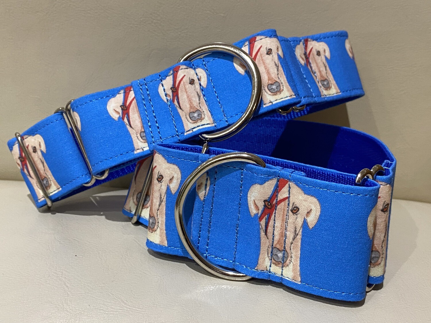 LPDC - Martingale Collars - Ziggy Stardog on Blue Fabric - Designed by Me!!