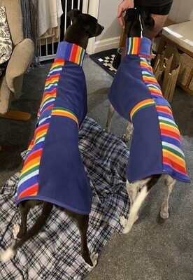HANDMADE WITH LOVE - Greyhound PJ's - Ying and Yang Rainbow Fleeces - MADE TO ORDER
