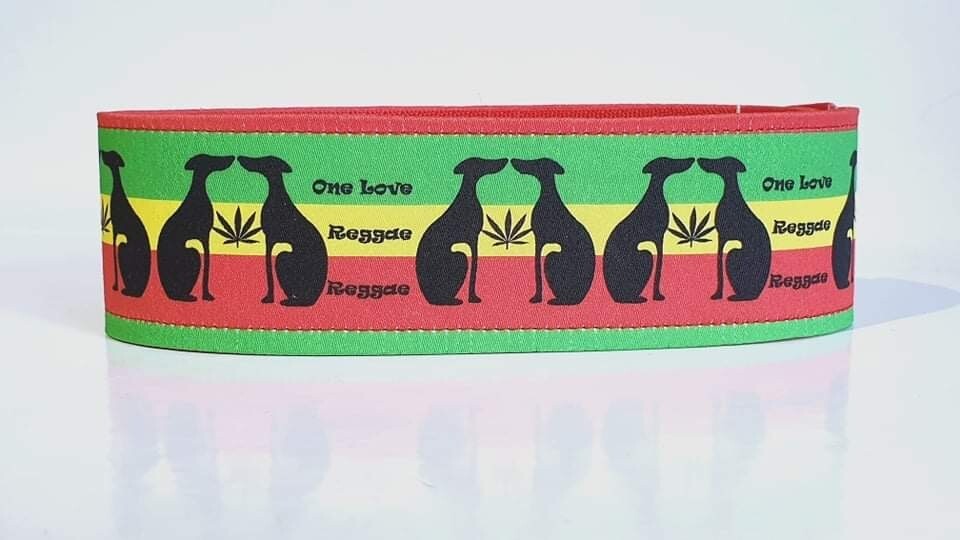LPDC - Reggae Reggae Greyhound on Fabric - Unique Collars designed by me!!