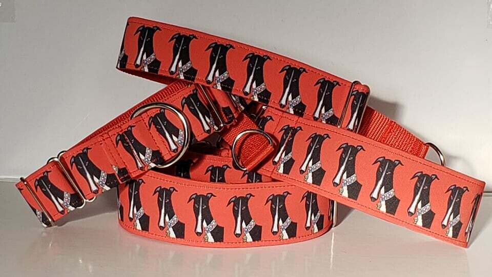 LPDC - Martingale Collar - Comedy George Red on Fabric - Unique Collars designed by me!!