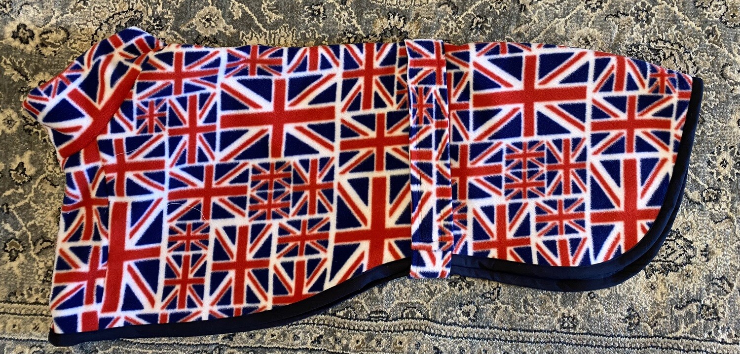 HANDMADE WITH LOVE -  Union Jack Red White & Blue Fleece - Large Whippet, Lurcher and Greyhound PJ's