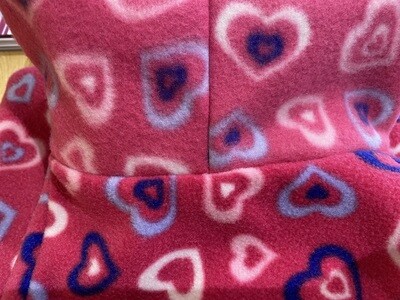 HANDMADE WITH LOVE - Pink Hearts 30" - One Off with reversed contrasting polo neck
