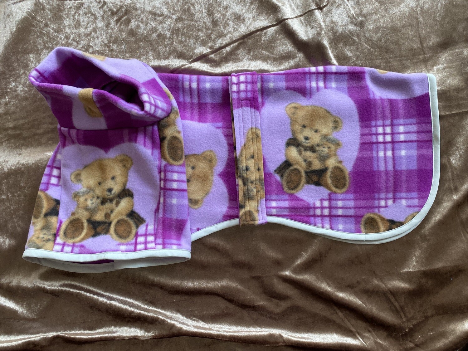 HANDMADE WITH LOVE - ONE OFF - 30" Soft  Purple Teddy Bear Fleece - Large Whippet, Lurcher and Greyhound PJ's