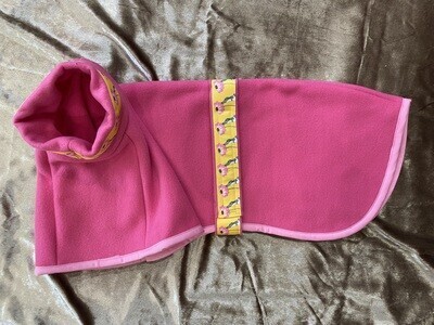 HANDMADE WITH LOVE - 24" Cerise Pink Fleece with Yellow Just Sniffing Grosgrain Ribbon