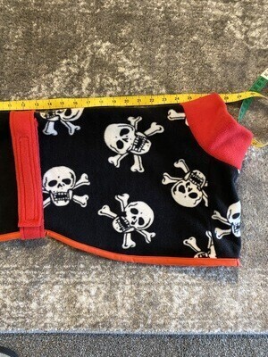 HANDMADE WITH LOVE - 24" Pirate Skull & Crossbones Fleece with contrast red polo and binding.