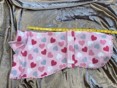 HANDMADE WITH LOVE - 24" Pink Hearts Fleece with pink heart binding.