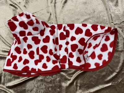 ALL SIZES! - Red Hearts on White Fleece with Red Binding - PRE-ORDER