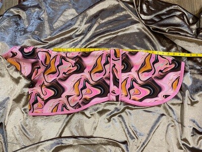 26" (27") Fleece Lined Raincoat - Pink Abstract Design - Funnel Neck