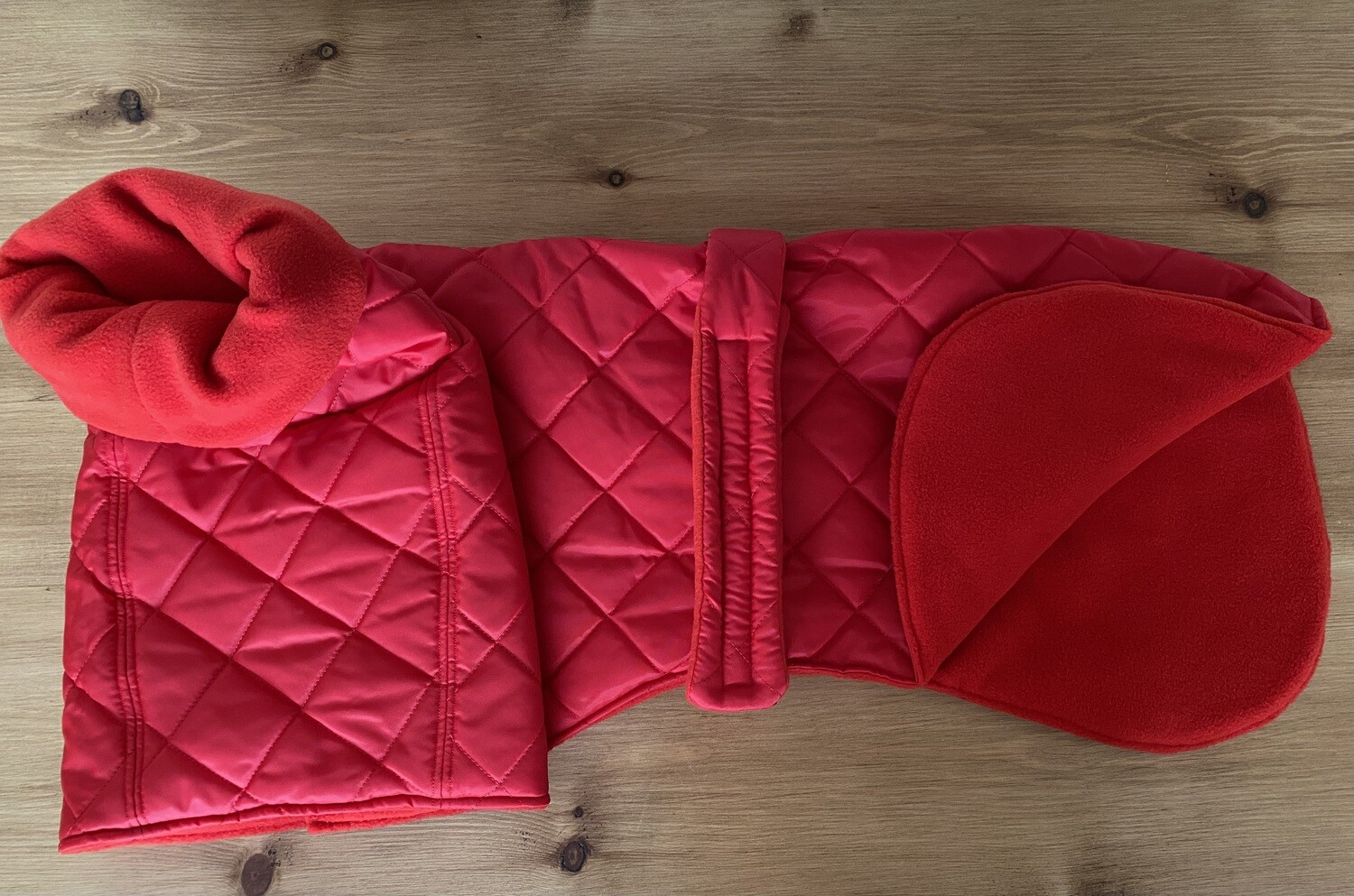 30&quot; Red Quilted Raincoat Fleece Lined - AVAILABLE NOW!