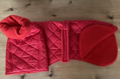 30" Red Quilted Raincoat Fleece Lined - AVAILABLE NOW!