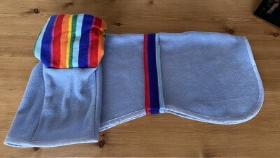30"/30.5" Light Blue/Rainbow - Single Layer with Double Layer Snood