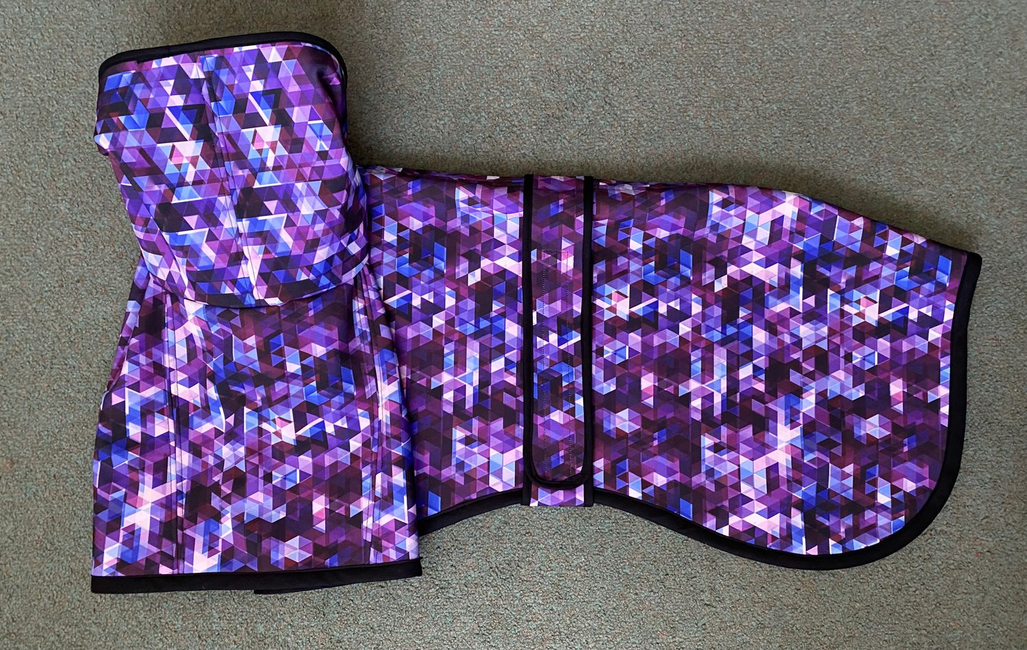 30&quot; Purple Mosaic Raincoat with Long Neck Snood &amp; Harness Hole - AVAILABLE NOW!!