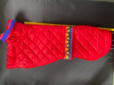 27&quot; Red Quilted Raincoat Fleece Lined with Rainbow One Love Ribbon!
