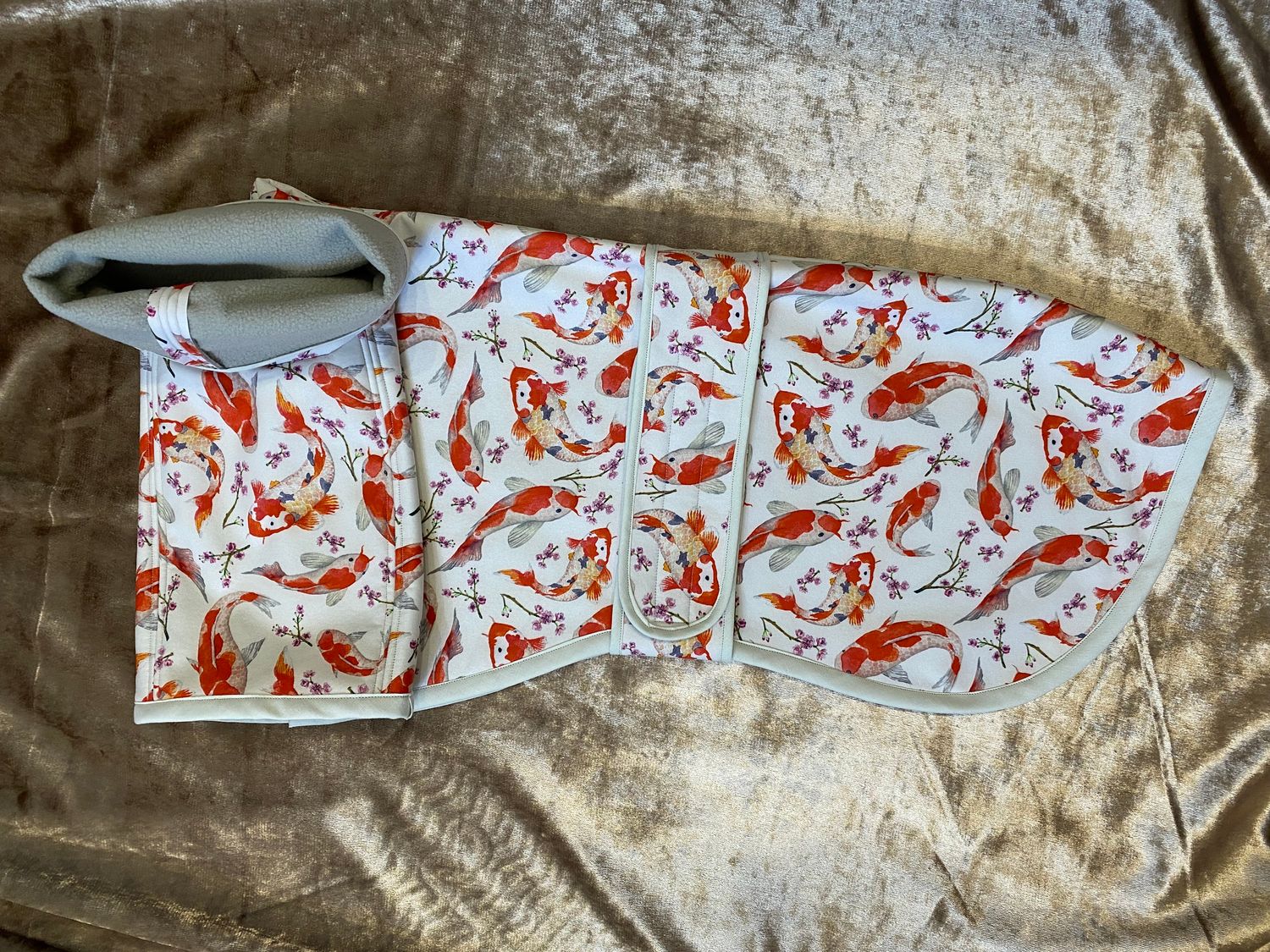 24&quot; Koi Carp Soft Shell Raincoat with Micro Fleece Lining and Long Snood Neck