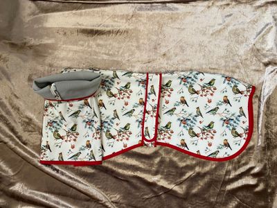 30&quot; Woodland Birds Christmas Softshell Raincoat with Harness Hole - AVAILABLE NOW!!