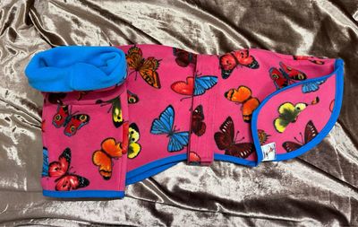 27” Pink Butterfly Single Layer Fleece With Double Layer Snood Neck