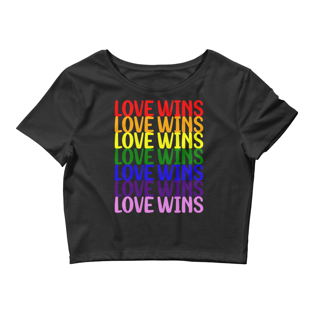 Love Wins Women’s Crop Tee, Color: Black, Size: XS/SM