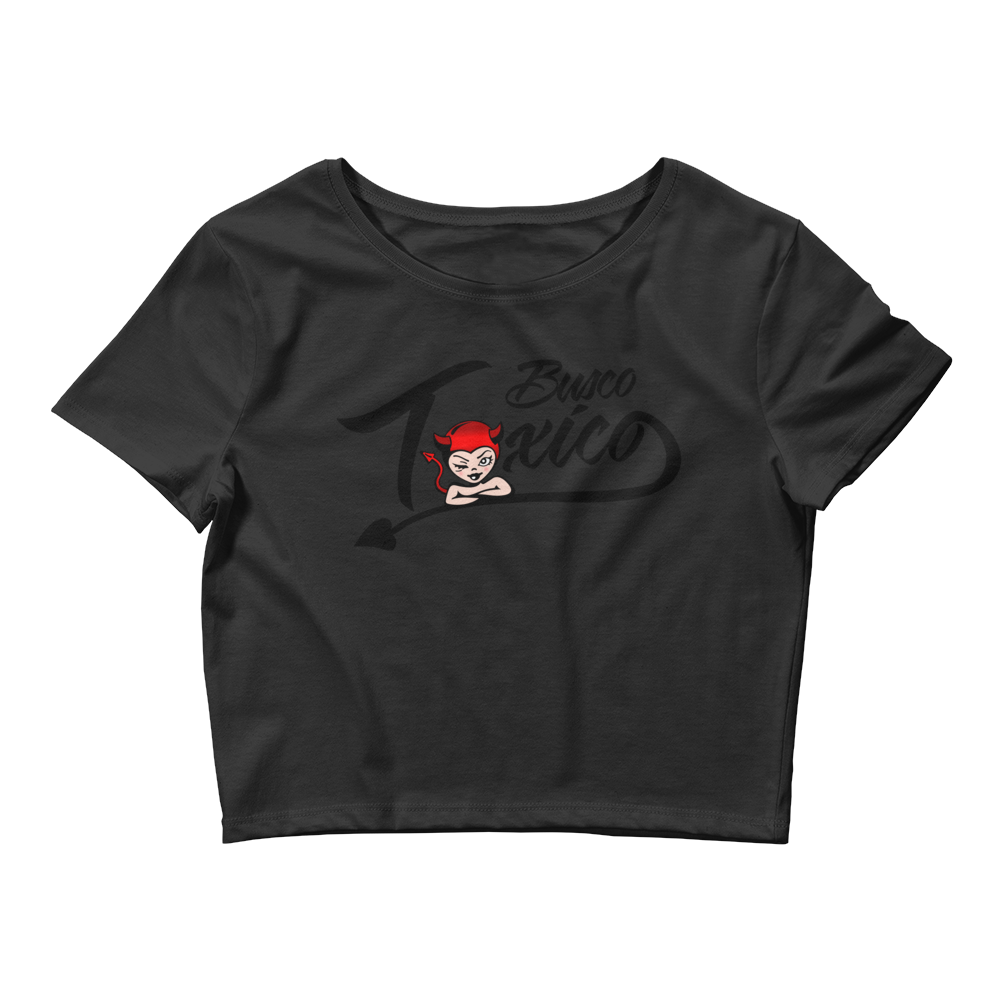 Busco Toxico Women’s Crop Tee, Color: Black, Size: XS/SM