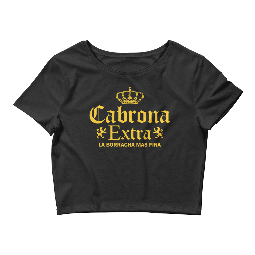 Cabrona Extra Women’s Crop Tee, Color: Black, Size: XS/SM