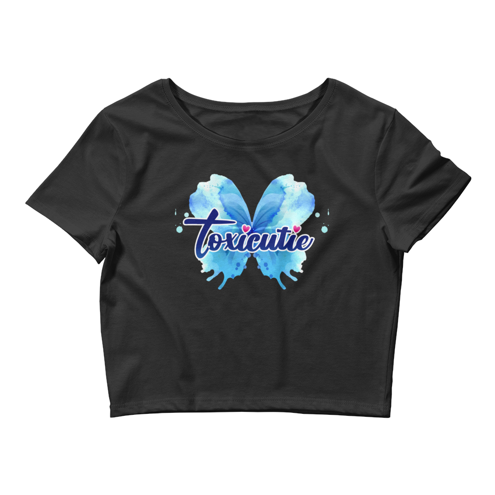 Toxicutie Butterfly Women’s Crop Tee, Color: Black, Size: XS/SM