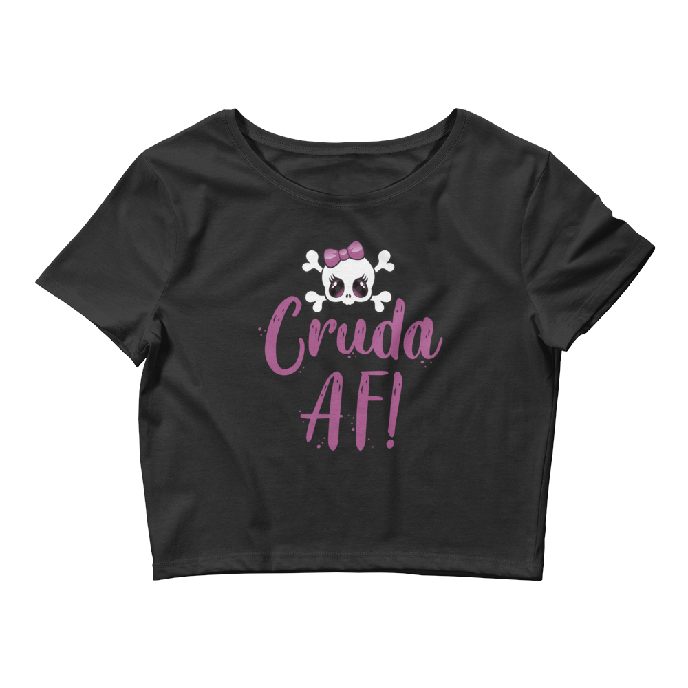 Cruda AF! Women’s Crop Tee, Color: Black, Size: XS/SM