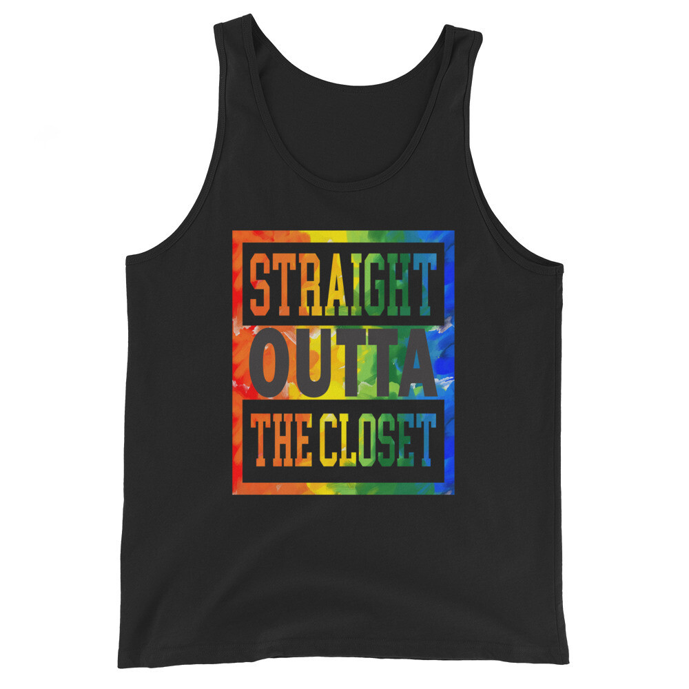 Straight Outta The Closet Unisex Tank Top, Color: Black, Size: XS