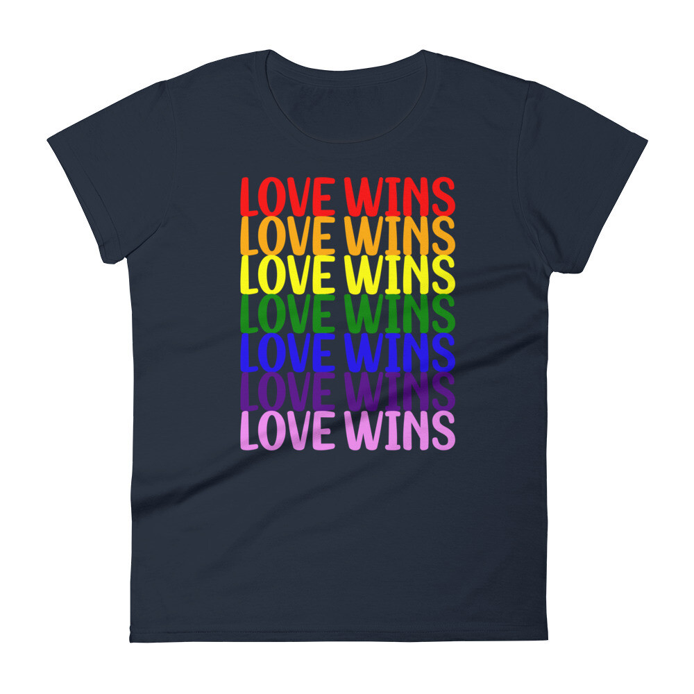 Love Wins Women&#39;s T-Shirt, Color: Navy, Size: S
