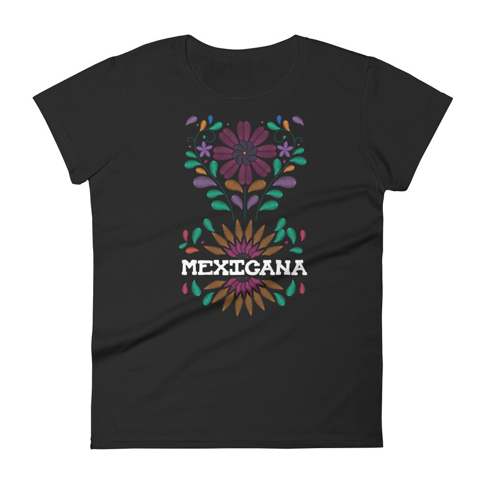 Mexicana Floral Women&#39;s T-Shirt, Color: Black, Size: S