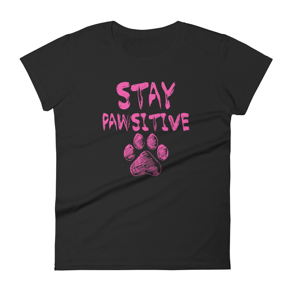 Stay Pawsitive Women&#39;s T-shirt, Color: Black, Size: S