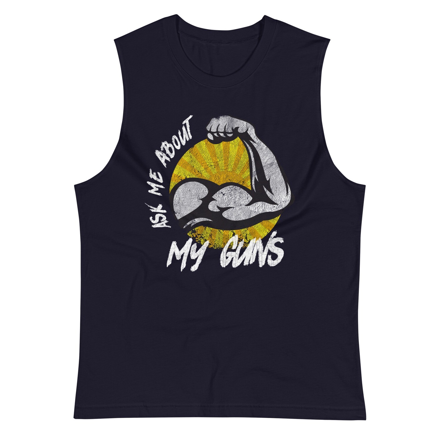 Ask Me About My Guns Muscle Shirt, Color: Navy, Size: S