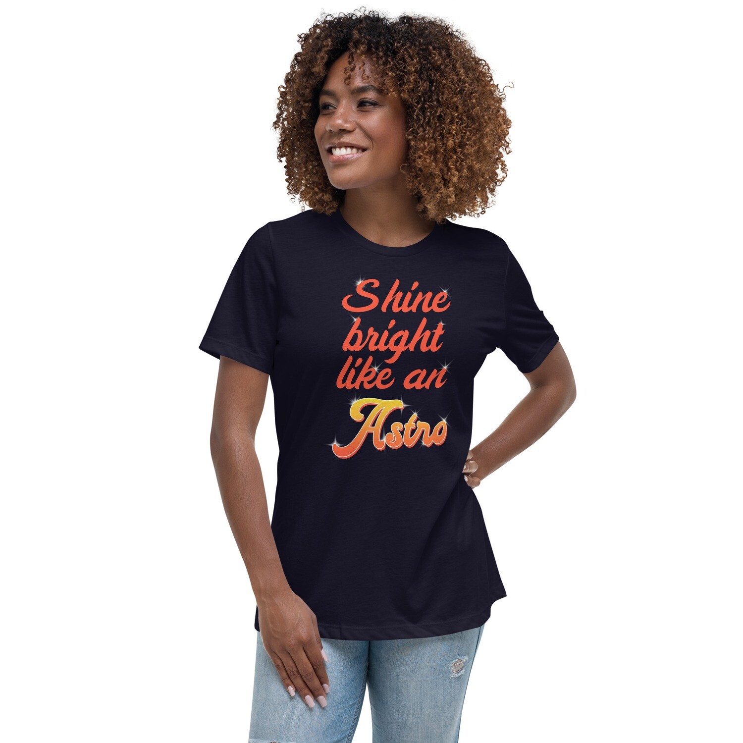 Shine Bright Like An Astro Women&#39;s T-Shirt, Color: Navy, Size: S