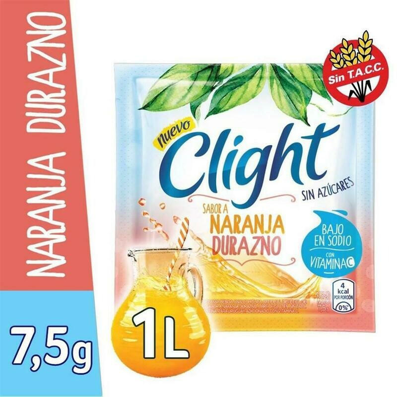 JUGO CLIGHT NARANJA DURAZNO SOBRE - 7,5gr/ PACK POR 10U