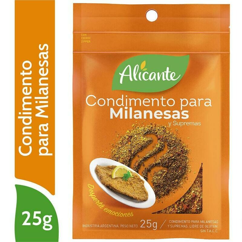 CONDIMENTO PARA MILANESAS ALICANTE - 25gr/- PACK X 3U