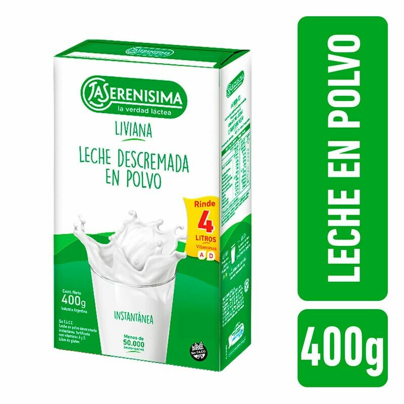 LECHE EN POLVO DESCREMADA LA SERENISIMA 400 GR