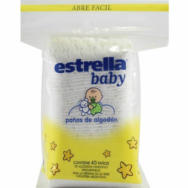 PAÑOS DE ALGODÓN ESTRELLA BABY X 40 PAÑOS
