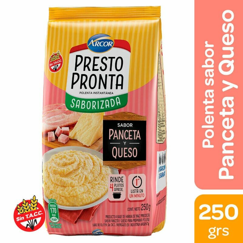 POLENTA SABOR PANCETA Y QUESO PRESTO PRONTA 250 GR