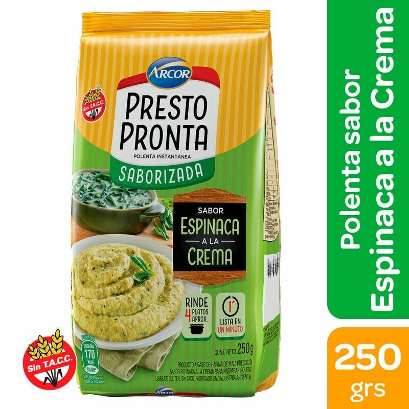 POLENTA SABOR ESPINACA Y CREMA PRESTO PRONTA 250 GR