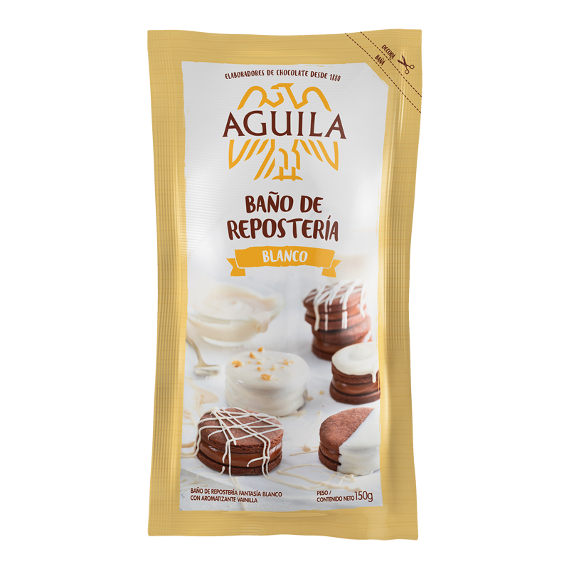 BAÑO DE CHOCOLATE DE REPOSTERÍA BLANCO AGUILA 150 GR