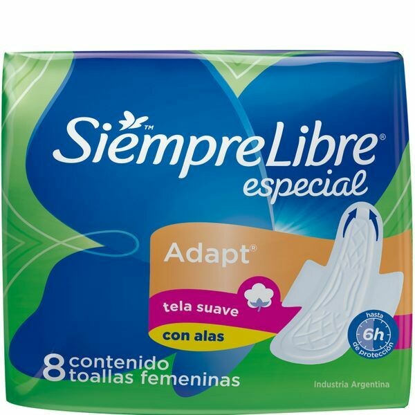 SIEMPRE LIBRE ESPECIAL ADAPT TELA SUAVE CON ALAS X 8u (PACK X4 - TOTAL 32 UNIDADES)