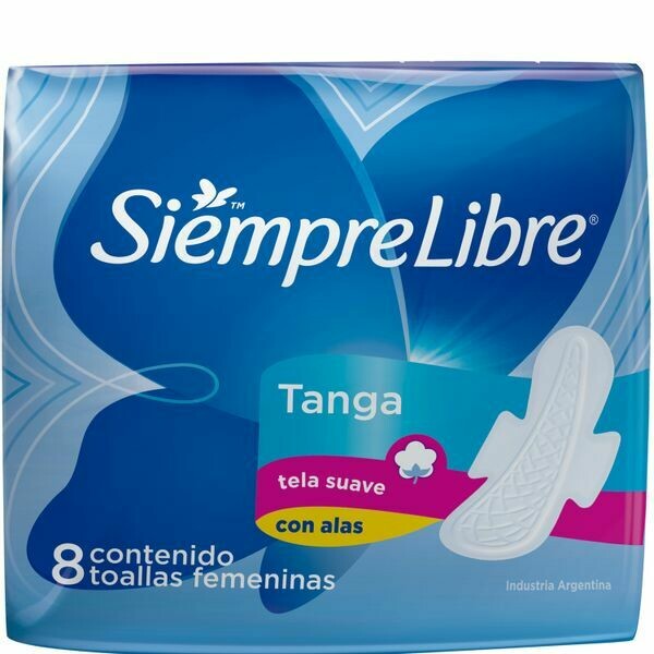 SIEMPRE LIBRE TANGA TELA SUAVE CON ALAS X 8u (PACK X4 - TOTAL 32 UNIDADES)