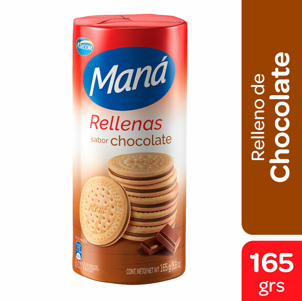 MANA RELLENAS CHOCOLATE 165 GR - PACK X 3U