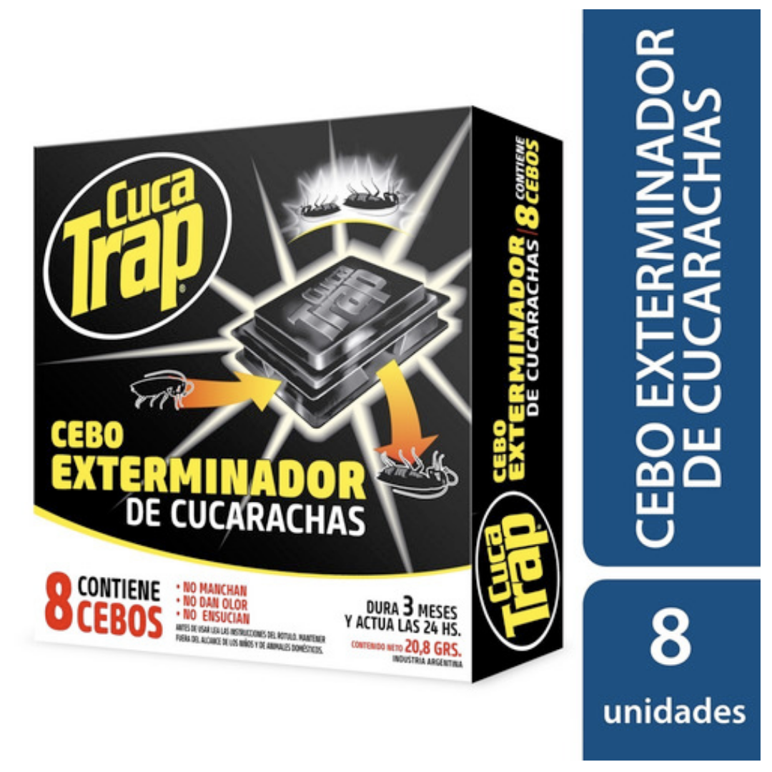 CUCA TRAP CEBO EXTERMINADOR DE CUCARACHAS X 8 CEBOS