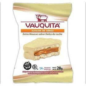 ALFAJOR DE ARROZ VAUQUITA CON MOUSSE DE DULCE DE LECHE 28 GR - PACK X 6U